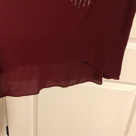Studio Y Sleeveless Sheer Top Maroon With Bronze & Silver Embellishment Size XXL - Picture 2 of 7
